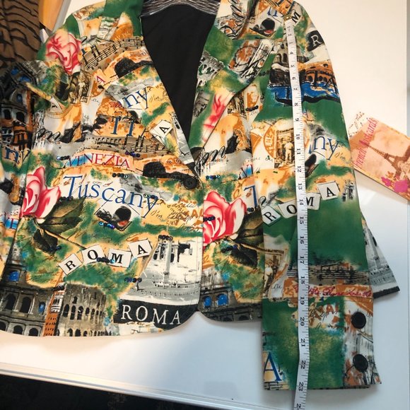 Women Vintage French Postcard print Jacket NWT Size M-L - Picture 11 of 11
